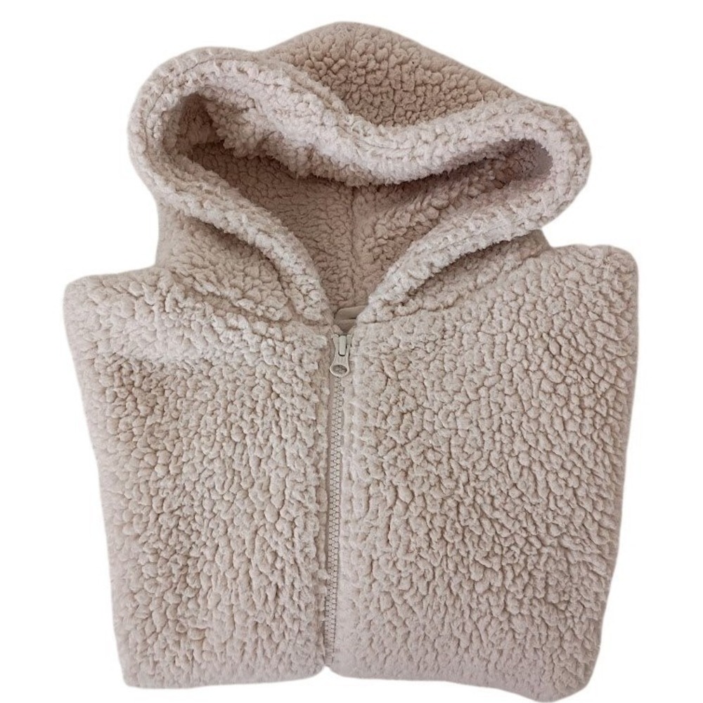 GAP Cream Soft Sherpa Fleece Zip Up Hoodie Cozy Loungewear Jacket Warm Small - Picture 5 of 8